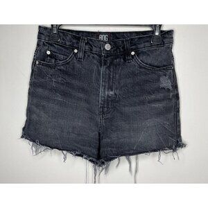 BDG Women's 27 Girlfriend High-Rise Cutoff Distressed Black Jean Shorts 28x2
